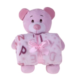 Bichinho de Pelúcia com Manta Bebê 26cm Premium URSO CARINHOSO - Bene Casa