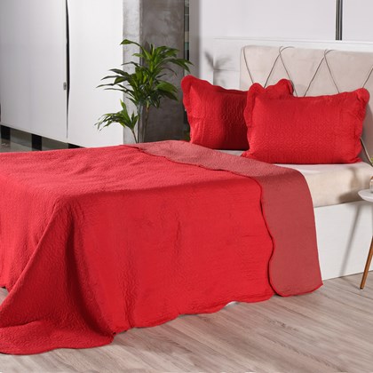 Kit Cobre Leito Liso Casal Com Porta Travesseiro RED CLASSE - Bene Casa