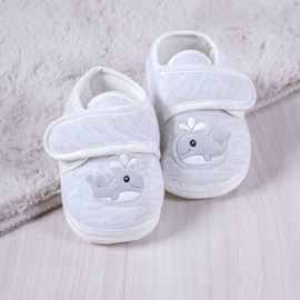 Pantufa Sapatinho Bebê Infantil 17/18 Com Velcro CINZA - Bene Casa